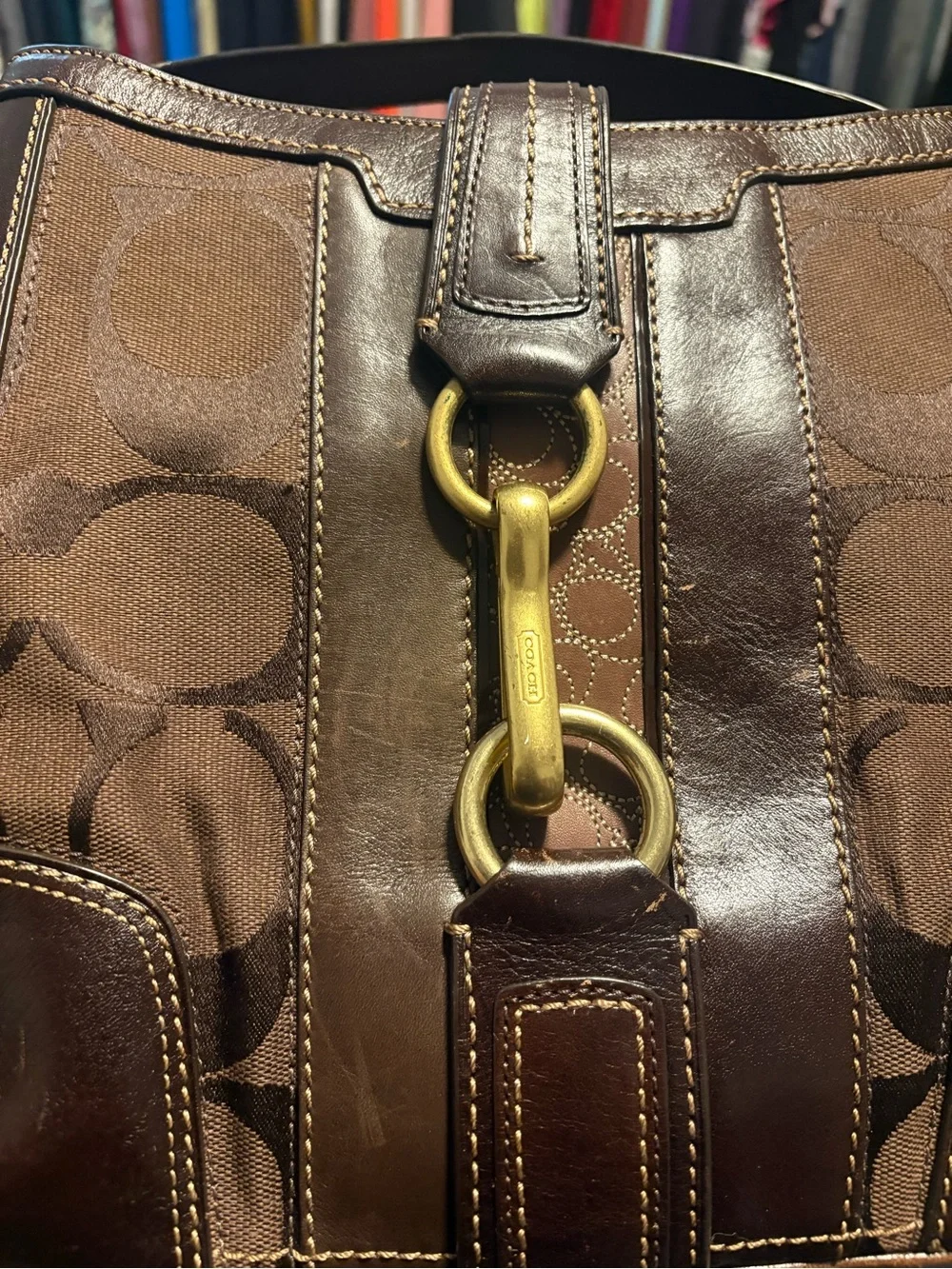 Coach Brown Hamptons Signature Shoulder‎ Bag